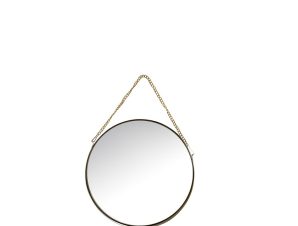 Καθρέπτης Τοίχου Μεταλλικός Στρογγυλός Χρυσός Φ20.5×2.7cm FAM629 Espiel