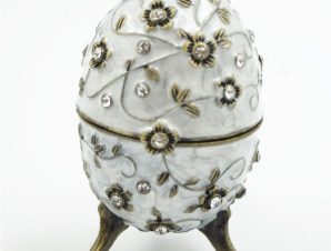 Διακοσμητικό Κουτάκι Μινιατούρα Αυγό Λευκό Με Σμάλτο & Στρας Royal Art 10εκ. BOS5659CR (Χρώμα: Λευκό) – Royal Art Collection – BOS5659CR
