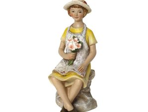Διακοσμητική Φιγούρα Κορίτσι με Λουλούδια Polyresin 15ΕΚ