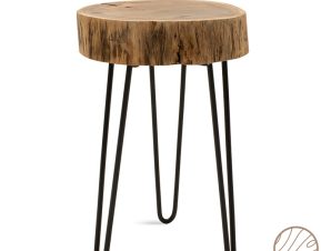 Βοηθητικό τραπέζι σαλονιού Tripp pakoworld μασίφ ξύλο 6,5-7εκ καρυδί-πόδι μαύρο 32x30x47εκ – PAKO WORLD – 113-000010