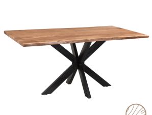 Τραπέζι Confetti pakoworld μασίφ ξύλο πεύκου καρυδί-πόδι μαύρο 180x90x75.6εκ – PAKO WORLD – 223-000021