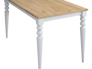 Τραπέζι Rosette pakoworld φυσικό-λευκό 120x70x73.8εκ – PAKO WORLD – 182-000057