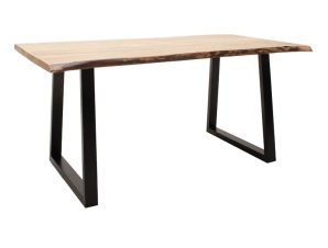 Τραπέζι Miles pakoworld μασίφ ξύλο 4εκ καρυδί-πόδι μαύρο 140x80x78εκ – PAKO WORLD – 113-000027