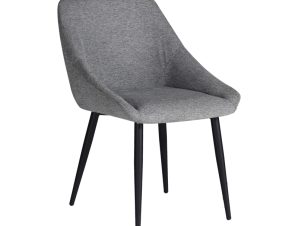 Καρέκλα Putos pakoworld ανοιχτό γκρι ύφασμα-πόδι μαύρο μέταλλο 56×63.5×82εκ (Σετ 2 Τεμάχια) – PAKO WORLD – 320-000019