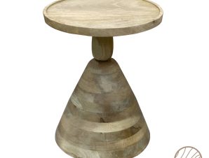 Βοηθητικό τραπέζι Spello Inart white wash-φυσικό μασίφ mango ξύλο Φ38×46εκ – PAKO WORLD – 297-000009