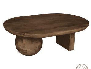 Τραπέζι σαλονιού Kane Inart καφέ μασίφ ξύλο ακακίας 110x72x38εκ – PAKO WORLD – 297-000004